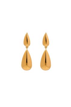 Elevate any outfit with these must-have Céline - gold double teardrop stud earrings. As statement earrings, they provide an instant touch of sleek sophistication. These earrings are the perfect addition to any jewelry collection. MATERIAL: 18k PVD Gold plated Water resistant, tarnish resistant, hypoallergenic, & nickel/lead free. Modern Gold Teardrop Earrings For Evening, Modern Tarnish Resistant Teardrop Earrings For Formal Occasions, Modern Durable Teardrop Earrings For Formal Events, Modern Gold Teardrop Earrings For Formal Occasions, Modern Gold Teardrop Earrings For Formal Events, Chic Teardrop Earrings For Formal Occasions, Gold Teardrop Earrings For Evening Chic Style, Gold Teardrop Earrings For Evening, Gold Pear-shaped Teardrop Earrings For Evening