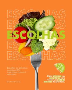 an advertisement for escohas and other foods on a fork