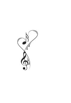 a musical note with music notes in the shape of hearts and trebles on a white background