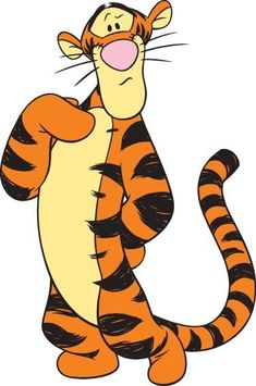 the tigger from winnie the pooh is standing with his arms crossed and it's mouth open