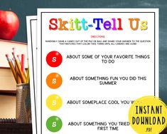 "Skitt-Tell Us Icebreaker Game | Back to School | First Day of School Get to Know You Activity Games for Kids | Teacher Resource | Candy Hit that ♥︎ to Favorite this Game! This Back to School First Day of School Skitt-Tell Us Game is such a fun First Day of School Activity for kids or even your faculty to play! Impress everyone with the fun and unique games you brought to the event! Bring the fun with this super easy Back to School Printable Party Game! This is a perfect teacher resource for bac Candy Get To Know You Games, Ice Breaker Games For Students First Day, Games For The First Day Of School, Back To School Left Right Game, Skittle Get To Know You Game, Skittles Get To Know You Game Free Printable, First Day Of School Get To Know You Game, Back To School Games For Teachers, Skittles Get To Know You Game