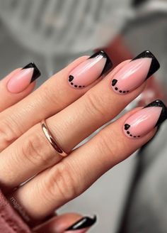 Fake Nails Long, February Nails, Nagel Tips, Colorful Nails, Her Nails, Fake Nails With Glue, Nails French, Black Nail, Pink Nail