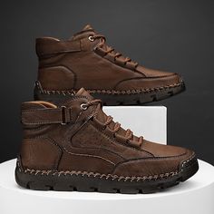 Men's Boots Plus Size Handmade Shoes Comfort Shoes Walking Vintage Casual Outdoor Daily PU Booties / Ankle Boots Lace-up Black Yellow Green Slogan Summer Spring Winter 2024 - $39.99 Boots Plus Size, Shoes Walking, Booties Ankle Boots, Men's Boots, Comfort Shoes, Vintage Casual, Winter 2024, Handmade Shoes, Lace Boots