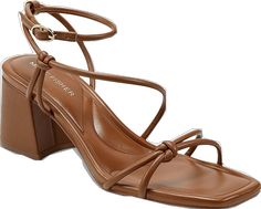 Brown Summer Formal Heels, Brown Heels For Formal Summer Events, Brown Heels For Summer Formal Events, Brown Strap Block Heels, Formal Brown Synthetic Sandals, Brown Summer Evening Sandals, Brown Evening Sandals For Spring, Brown Evening Sandals For Summer, Brown Sandals For Evening In Summer