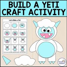 a blue and white craft activity with the words build a yet craft activity