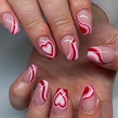 Copy these fall fashion ideas today. Heart Nails For Valentines Day, Classy Nails Valentines, Trending Nail 2023, Valentine Nails Inspiration, Valentine’s Gel Nails, Swirly Valentines Nails, Valentine’s Nails￼, Valentines Nails Cute, Nails Valentines Day 2023