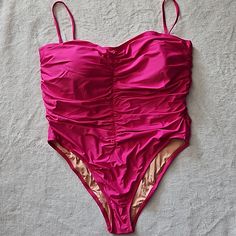 Nwt. Sz 22 Color- Radiant Fuchsia Sweetheart Neckline Ruching On Front, Back, And Sides. Soft Boning Along Side Cups For Shaping. Removable Padding In A Shelf Bra. Hygienic Liner Intact. Lined. Beach, Plus Size, Pool, Summer, Vacation, Resort, Cruise, Travel, Colorful, Bright, Barbiecore, Tropical Pink Ruched Party Swimwear, Fitted Pink Swimwear With Built-in Bra, Pink Swim Dress With Built-in Bra, Pink Ruched One-piece Swimwear, Pink V-neck Swimwear For Poolside, Pink Moisture-wicking Swimwear For Poolside, Pink V-neck One Piece Beachwear, Shelf Bra, Walker Boots