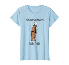 a women's light blue t - shirt with the words momma bear's kitchen on it