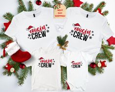 Cousin Crew Christmas Shirts, Santa Hat Christmas Cousin Crew Shirt, Matching Family Christmas Shirts, Christmas Party Shirt, Pajama Shirt  *Product Features Material: Made from a durable and soft 50/50 blend of cotton and polyester for a comfortable fit. Color Options: Available in 12 stylish colors to complement any wardrobe. Fit: Unisex sizing ensures a versatile fit for everyone. *Specifications 8.0 oz./yd² (271.25 g/m²) Air jet yarn for a softer feel and reduced pilling Double-needle stitching at shoulders, armholes, neck, waistband, and cuffs 1x1 rib with spandex for enhanced stretch and recovery Tearaway label for added comfort *Important Information No Returns: Please note that all sales are final, and we do not accept returns. Fast Shipping: Your order will be shipped within 24 ho Cousin Crew Christmas Pajamas, Matching Family Christmas Shirts, Christmas Party Shirt, Cousin Crew, Christmas Party Shirts, Family Christmas Shirts, Crew Shirt, Pajama Shirt, Christmas Pajamas