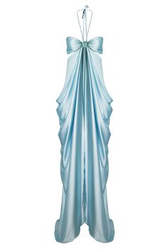 PEÑON DRAPED BLUE DRESS | Maylé Vásquez | CULT MIA Blue Dress Aesthetic, Blue And White Outfit, Blue And Silver Dress, Star Wars Dress, Ocean Dress, Iridescent Dress, Silk Clothes, Drape Dress, Timeless Wardrobe