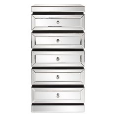 four drawers are stacked on top of each other with black and silver trimmings