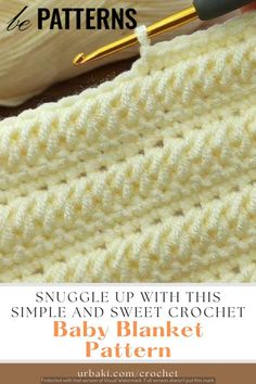 crochet baby blanket pattern with the text, single up with this simple and sweet crochet baby blanket pattern