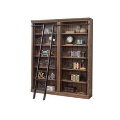 an old bookcase with ladder and books on it