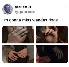 two pictures with different rings on them, one has a woman's hand and the other has her finger