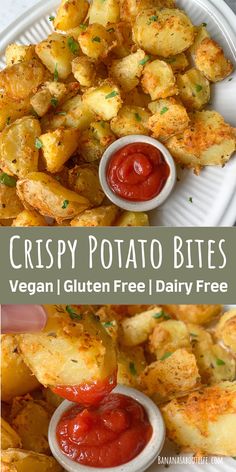 crispy potato bites Crispy Potato Bites, Potatoes Healthy, Dairy Free Appetizers, Dairy Free Recipes Dinner, Dairy Free Snacks, Gluten Free Sides, Gluten Free Potatoes