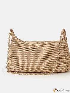 BirdinBag - Stylish Chain Woven Shoulder Bag - The Epitome of Fashion and Function Vacation Shopping, Outfit Matching, Moon Bag, Bag With Chain, Rattan Bag, Woven Rattan, Baguette Bag, Bird In Bag, Bohemian Chic