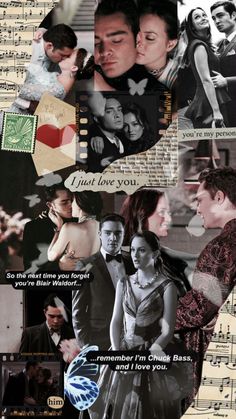 the collage has many different pictures and words on it, including an image of two people