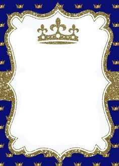 a blue and gold frame with a crown on it