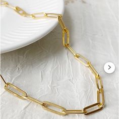 Gold Filled 5.9mm Paper Clip Chain Not Stamped Nwot Same Day Shipping Will Not Tarnish 18 In Modern And On Trend, This Paperclip Style Chain Necklace Is Crafted In 14 Karat Yellow Gold Filled And Measures 18 Inches Flat Link - Gold Paperclip Necklace, Minimalist Link Chain, Thick Choker, Chunky Chain, Gift For Her Gold Paper Clip Necklace, Gold Paperclip Necklace, Thick Choker, Neiman Marcus Jewelry, Paper Clip Necklace, Paperclip Necklace, Necklace Minimalist, Gold Paper, Senior Year