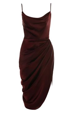 HOUSE OF CB Reva Satin Gathered Corset Dress | Nordstrom Satin Cami Dress, Satin Dress Long, Cowl Neck Dress, House Of Cb, Satin Midi Dress, Stretch Crepe, Satin Slip, Looks Chic, Stretch Satin