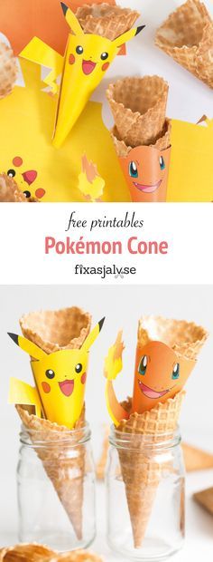 an image of some paper crafts that look like pokemon cones