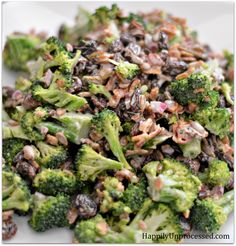 broccoli florets and other vegetables on a white plate with text overlay