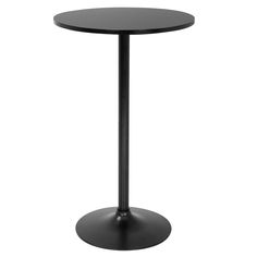 a black round table with a metal base on an isolated white background for use in any room