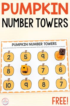 a printable pumpkin number tower for kids to practice numbers