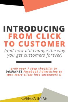 the front cover of an ebook with text that reads,'introduce from click to customer and how it'll change the way you get customers forever