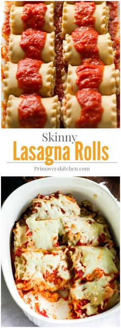 lasagna rolls in a casserole dish with sauce and cheese