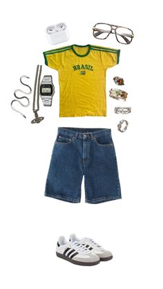 Brazil shirt, jort, samba outfit Brazil Girls, Brazil T Shirt, Brazil Shirt, Samba Outfit, Cute Dress Outfits, Korean Casual Outfits, Latina Fashion, Casual School Outfits