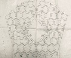 a piece of paper that has been drawn with lines on it and the outline of a vase