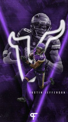 Minnesota Vikings Wide Receiver Justin Jefferson on a mobile phone wallpaper background with text overlay "Justin Jefferson" Justin Jefferson Wallpaper, Justin Jefferson, Football Wallpapers, Minnesota Vikings, Ultra Hd, American Football, Minnesota, Vikings, Nfl