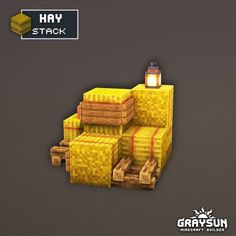 an image of a stack of gold coins in minecraft with the text hay stuck on it