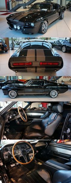 two pictures of the inside of a car showroom