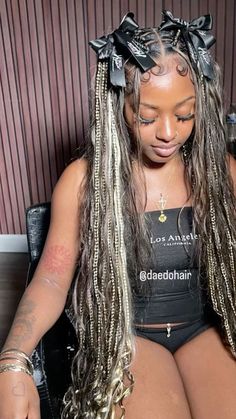 Braids With Human Hair Black Women, Boho Knotless Braids Highlights, Locs Ideas Black Women, Braid Hairstyles For Black Women Natural, Y2k Braided Hairstyles, Knotless Braids With Highlights, Knotless Braids Black Women, Black And Blonde Braids, Braids With Highlights