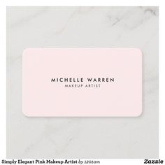 a pink business card with the name of a blogger