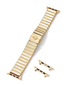 Leanor Gold Tone Stainless Steel Watch Band in Ivory Mother-of-Pearl | Kendra Scott Sold Out Sign, New Bands, Pin Hole, Electronics Projects, Steel Watch, Stainless Steel Watch, Apple Watch Series, Kendra Scott, Apple Watch Bands