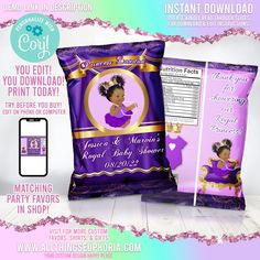 purple princess baby shower party favors