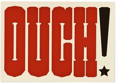 an image of the word ouch written in red and black