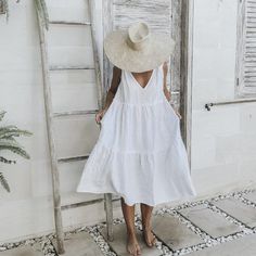 The OSTUNI Dress, Long Linen Tiered Frill Dress by LJC Designs Olive Dress, Frill Dress, Sweet Summer, Spring Summer Dress, Smock Dress, Mode Inspiration, Summer Time, Shift Dress, Women Fashion