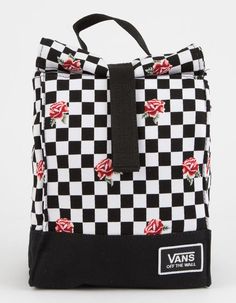 VANS Mow Rose Checkerboard Lunch Bag Gray Vans, Vans Backpack, Black And White Roses, School Lunch Bag, Grey Vans, Drawing Bag, Mini Backpacks, Back To School Backpacks, Backpack Lunch Bag