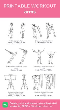 the printable workout guide for women with instructions on how to do an arm press