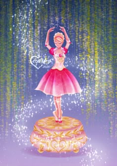 a painting of a ballerina on top of a cake