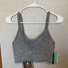 Lined Bra Top With A Lettuce Hem. Nice, Thick Material. New With Tags! Gray Seamless Crop Top For Spring, Spring Gray Seamless Crop Top, Trendy Gray Crop Top For Spring, Lettuce Hem, Bra Top, Soul Food, Forever 21 Tops, Bra Tops, Lettuce