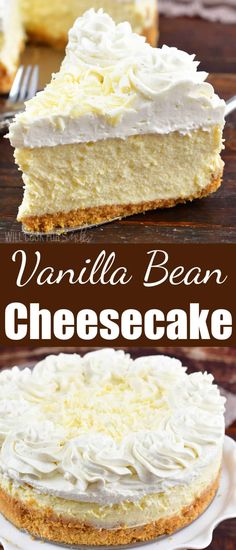 vanilla bean cheesecake with whipped cream on top