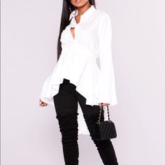 New With Tags Size Xs Available In White Woven Top Long Sleeve 100% Cotton Casual V-neck Blouse For Going Out, Trendy Blouse For Going Out In Spring, Casual Long Sleeve Blouse For Going Out, Elegant Spring Blouse For Going Out, Chic Spring Office Top, Long Sleeve Tops For Going Out In Spring, Spring Long Sleeve Tops For Going Out, Trendy V-neck Blouse For Going Out, Trendy White Tops For Going Out