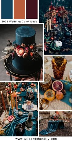 a collage of photos with different colors and designs on them, including candles, plates, flowers, and other items