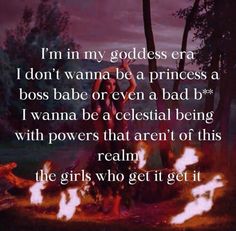 an image with the words i'm in my goddess era, i don't wanna