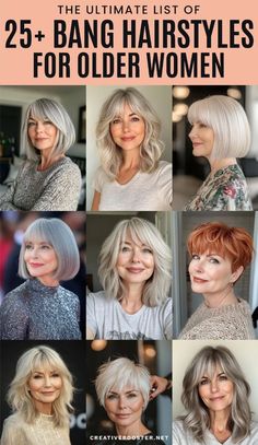 Trendy Hairstyles With Bangs, Bangs For Older Women, Modern Pixie, Flattering Hairstyles, Easy Hair Cuts, Hair Mistakes, Bob With Bangs, Chic Hairstyles